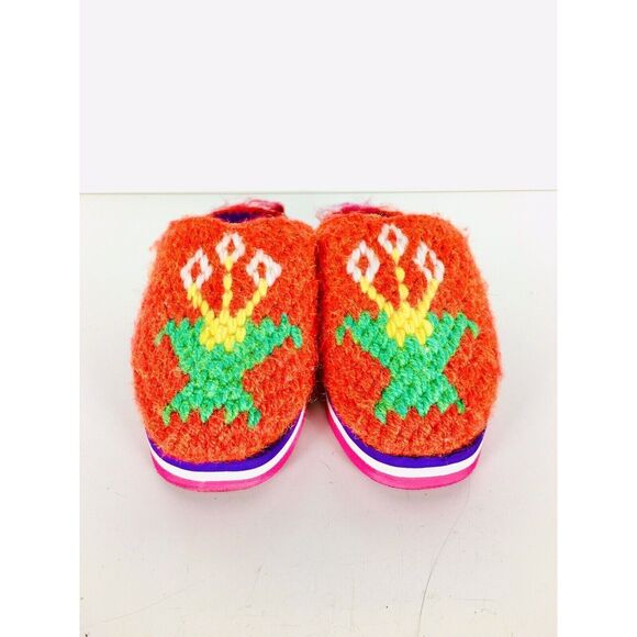 Red Knit Crochet Closed Toe Vintage Y2K 90s Platform Slippers Size 8 - Picture 3 of 11